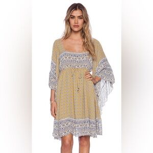 Free People Yellow and Blue Mini Dress